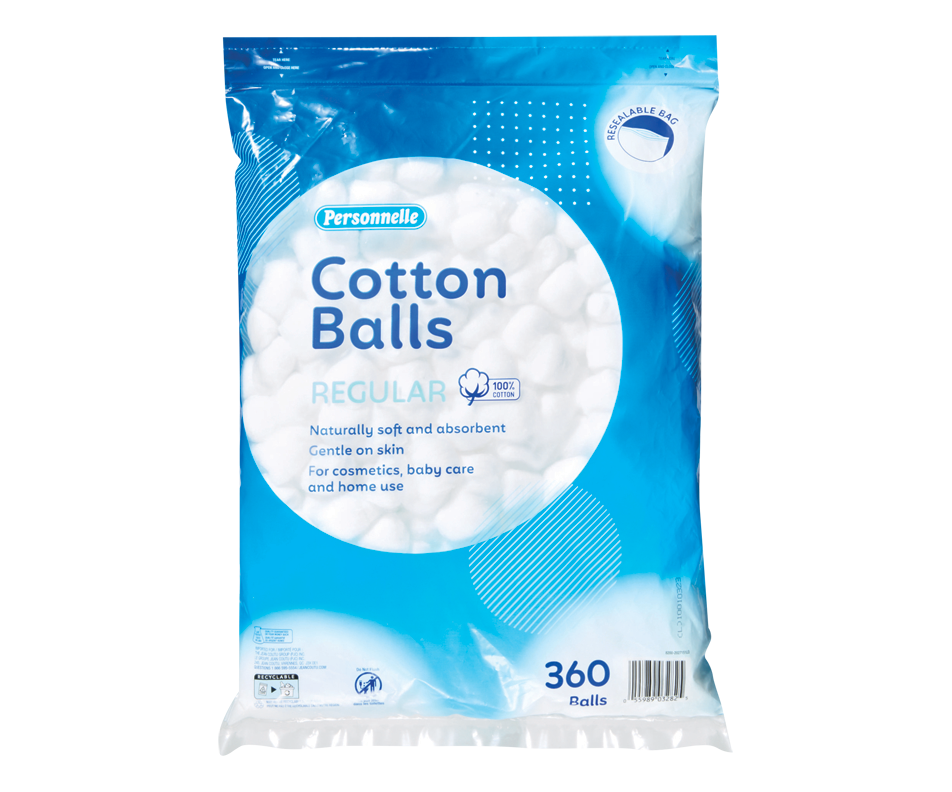 Cotton Balls, Regular, 360 units Personnelle Cotton swab and cotton