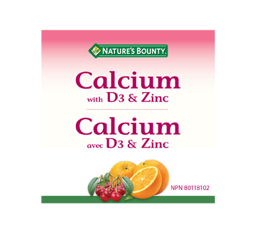 Image 2 of product Nature's Bounty - Calcium with Vitamin D3 & Zinc Gummies, Cherry & Orange, 60 units