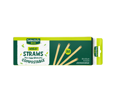 Eco Compostable Wheat Straws, 50 units