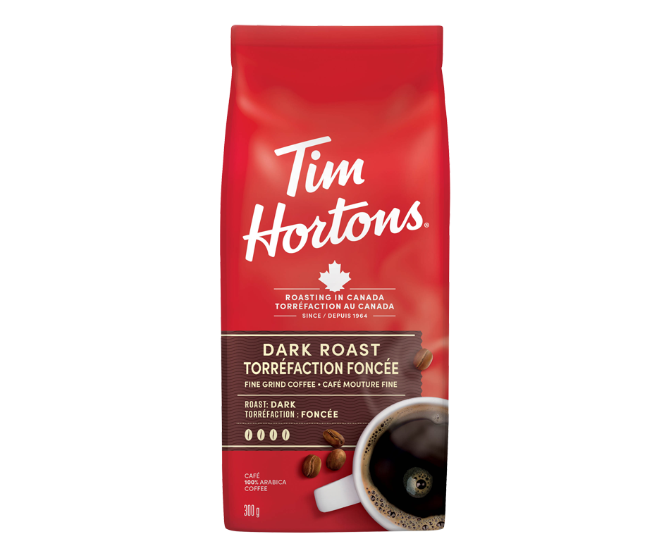 Fine Ground Coffee Bag, Dark Roast, 300 g – Tim Hortons : Coffee | Jean ...