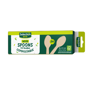 Eco Compostable Wood spoons, 24 units