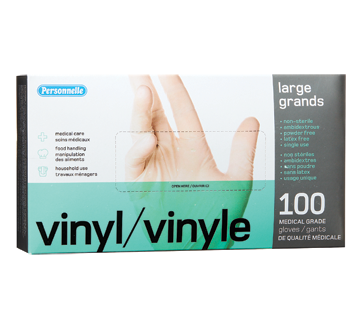 Disposable Vinyl Glove, Large, 100 units