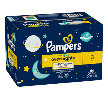 Swaddlers Overnights Baby Diapers, Size 3, 66 units