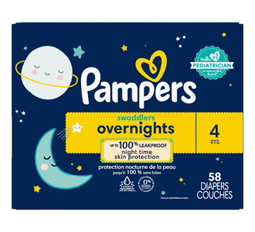 Swaddlers Overnight Diapers, Size 4, 58 units