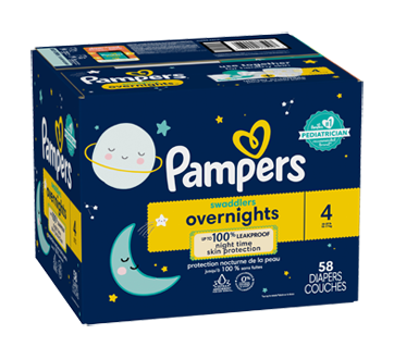 Image 2 of product Pampers - Swaddlers Overnight Diapers, Size 4, 58 units