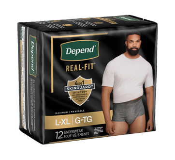 Image 2 of product Depend - Real Fit Incontinence Disposable Underwear for Men, Black & Grey - Large-Extra Large, 12 units