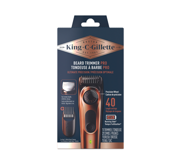 Pro King C. Gillette Beard Trimmer with Precision Wheel and 40 Beard Length Settings, 7 units