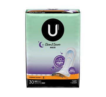 Clean & Secure Overnight Maxi Pads, 30 units