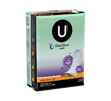 Image 2 of product U by Kotex - Clean & Secure Overnight Maxi Pads, 30 units