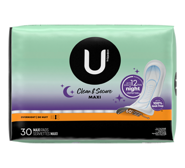 Image 3 of product U by Kotex - Clean & Secure Overnight Maxi Pads, 30 units