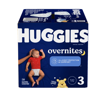 Overnites Nighttime Baby Diapers, Size 3, 58 units