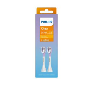 One by Sonicare Battery Brush Heads for Kids, White & Purple, 2 units