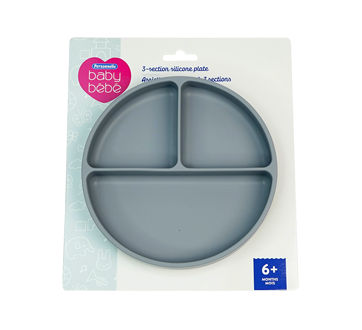 3-Section Silicone Baby Plate, Blue, 1 unit