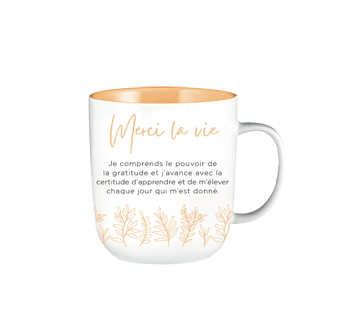 Inspirational Gratitude Mug - Merci la vie, 1 unit