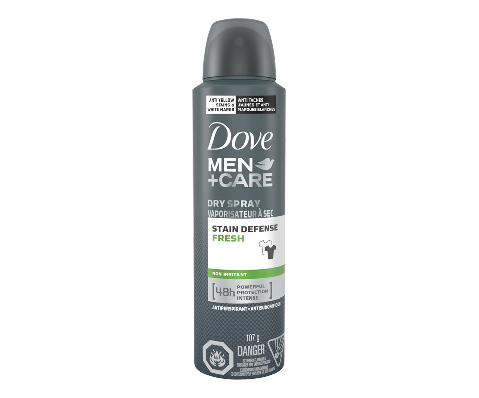 Stain Defense Fresh Dry Spray Antiperspirant, 107 g – Dove Men + Care ...