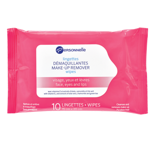 Make-Up Remover Wipes Face, Eyes & Lips, 10 units