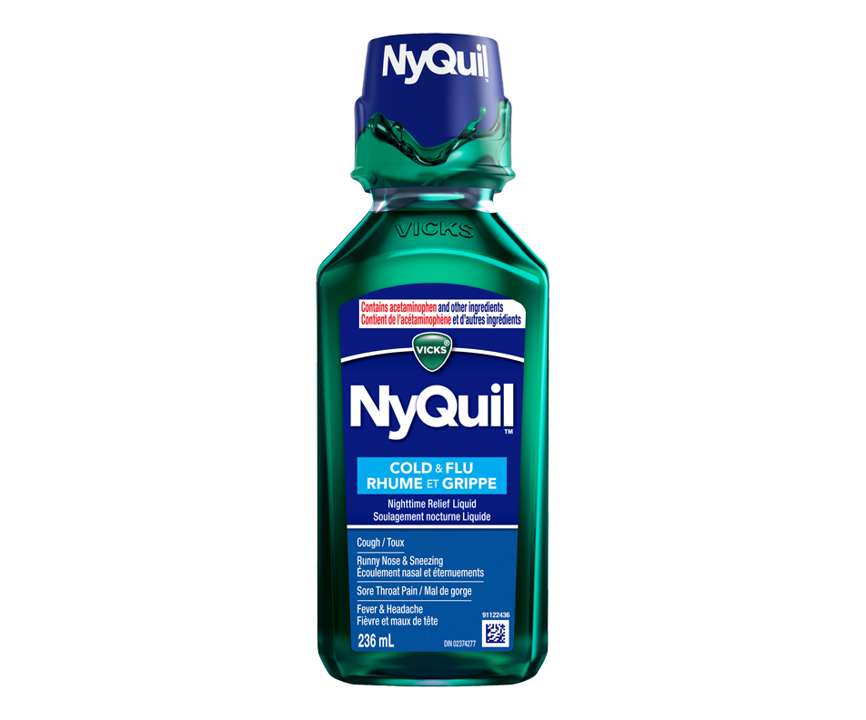 NyQuil Nighttime Cold and Flu Symptom Relief Liquid Medicine, 236 ml ...