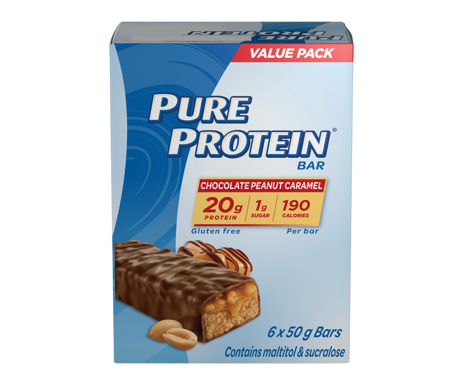 Protein Bars, Chocolate Peanut Caramel, 6 x 50 g – Pure Protein ...