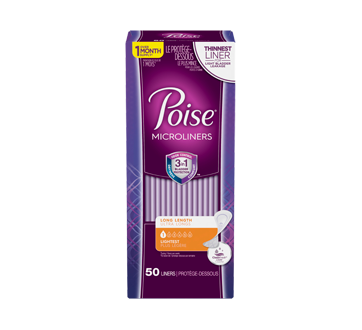 Microliners Incontinence Panty Liners, Light Absorbency, Long, 50 units –  Poise : Incontinence