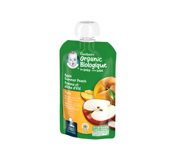 Image 2 of product Gerber - Organic Purée for Baby, Apple & Summer Peach, 128 ml