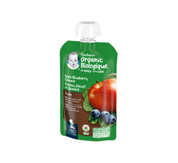 Image 2 of product Gerber - Organic Purée for Baby, Apple, Blueberry & Spinach, 128 ml