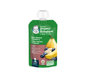 Organic Purée for Baby, Pear, Banana & Blueberry, 128 ml