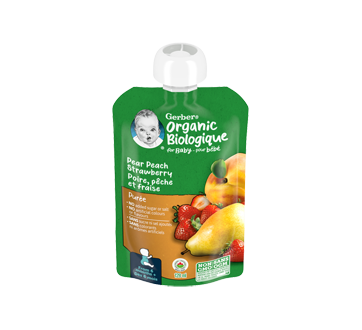 Organic Purée for Baby, Pear, Peach & Strawberry, 128 ml