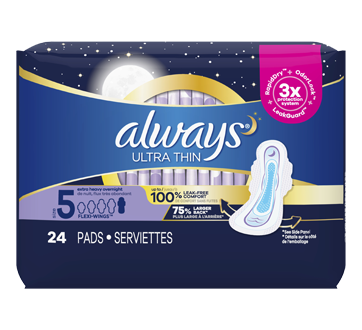 Ultra Thin Extra Heavy Overnight Pads with Wings Size 5, Unscented