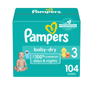 Baby Dry Diapers Size 3, 104 units