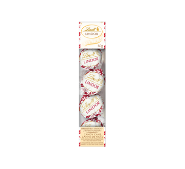 Lindor Truffle Ornaments Box, White Chocolate Candy Cane, 60 g