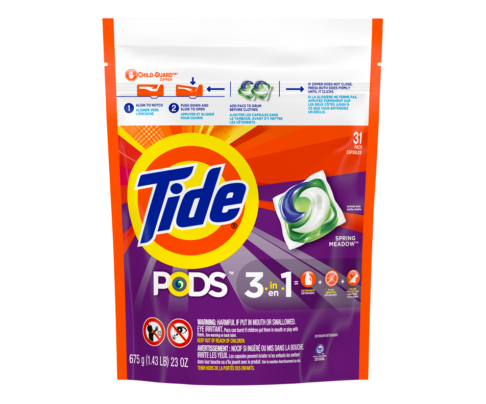 Pods HE Turbo Liquid Laundry Detergent Pacs, Spring Meadow, 31 units ...