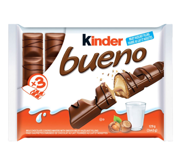 Bueno Milk Chocolate and Hazelnut Cream Candy Bars, 3 x 43 g