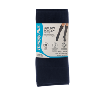 Travel Knee High Grade Compression, 9-11 Navy, 2 pairs