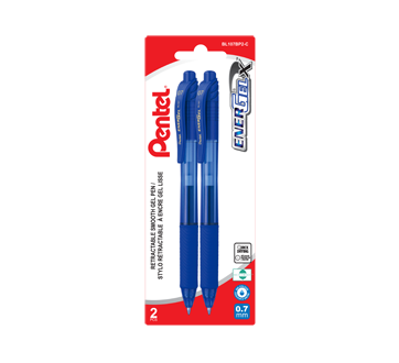 EnerGel-X stylo rétractable à encre gel lisse (0,7 mm), bleu, 2 unités