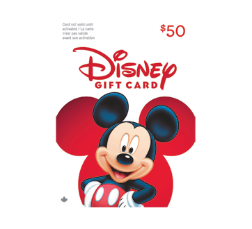 Carte-cadeau Disney de 50$, 1 unité – Incomm : Cartes-cadeaux - autres