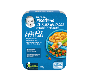 P'tits plats pour tout-petits, macaroni au fromage avec pois et carottes, 187 g