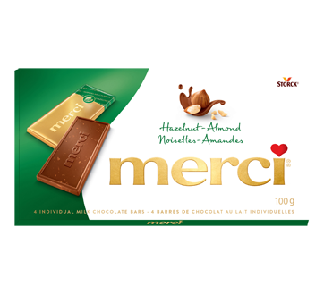 Barres de chocolat, noisettes-amandes, 100 g