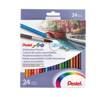 Arts crayons de couleur aquarellables, 24 unités