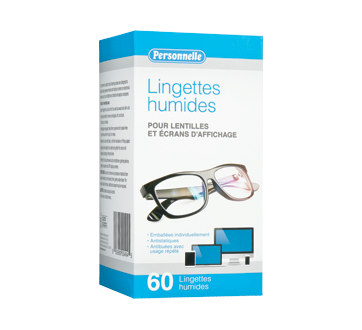 Lingettes humides pour lentilles et écrans d'affichage, 60 unités –  Personnelle : Accessoires pour lunettes