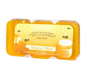 Savon miel glycérine pour peaux sensibles et délicates, 3 unités – Natural  : Pains de savon