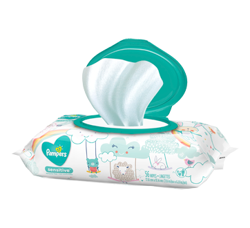 Lingettes pour bébés Sensitive, non parfumées, 56 unités – Pampers :  Lingette humide