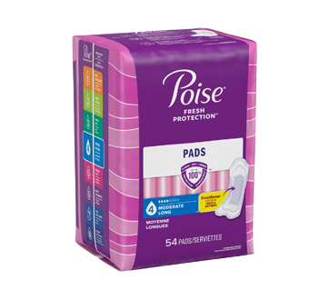 Image 2 du produit Poise - Serviettes d'incontinence, flux moyen, longues, 54 unités