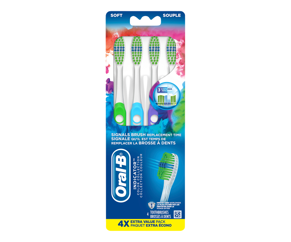 Brosses à Dents Indicator Collection Couleur, Souple, 4 Unités – Oral-B ...