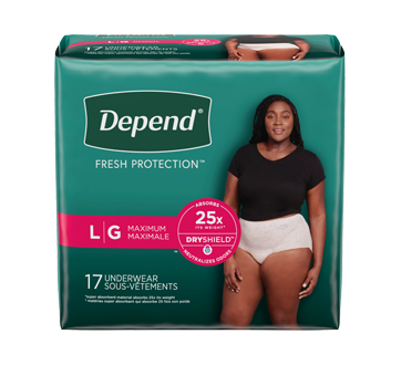 Fresh Protection sous-vêtement d'incontinence pour femmes absorption  maximale, rosée - grands, 17 unités – Depend : Incontinence