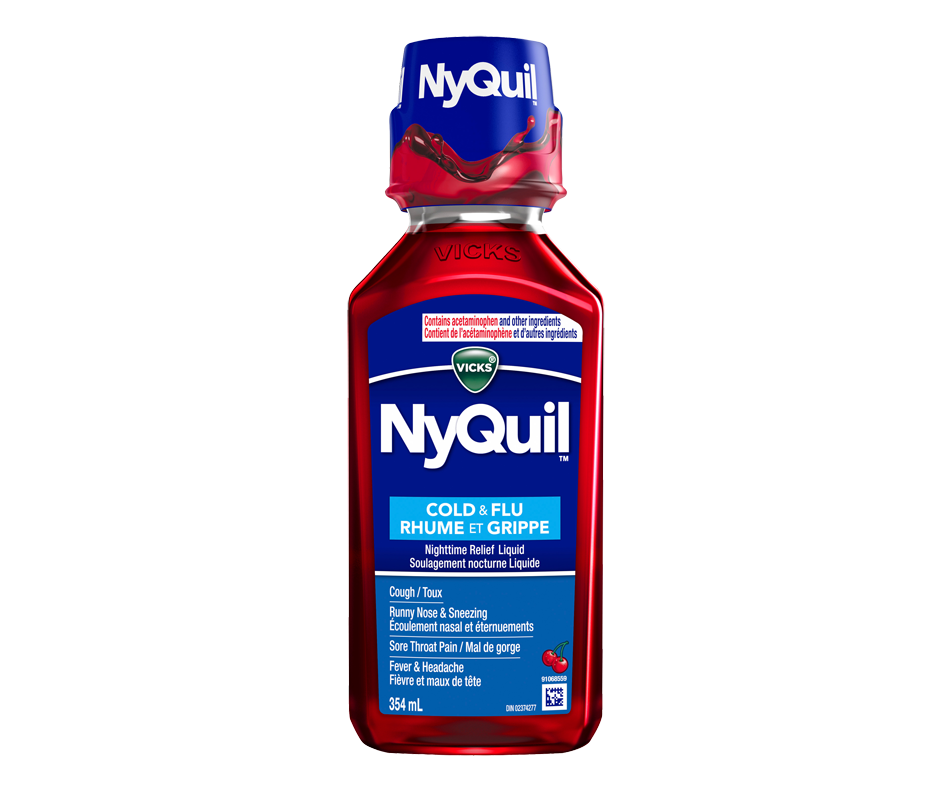 NyQuil médicament liquide de nuit contre le rhume et la grippe, cerise ...