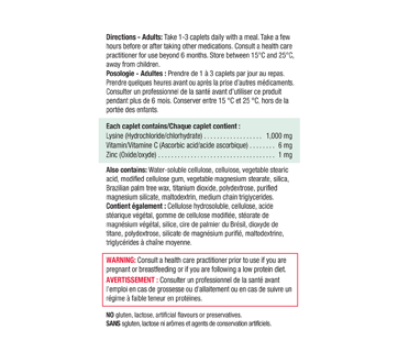 Image 3 du produit Jamieson - Lysine + zinc et vitamine C comprimés, 60 unités