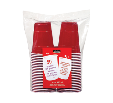  PKRPK58402  Verres en plastique pour boissons froides de 16 oz  de Perk - Rouge - paquet de 50