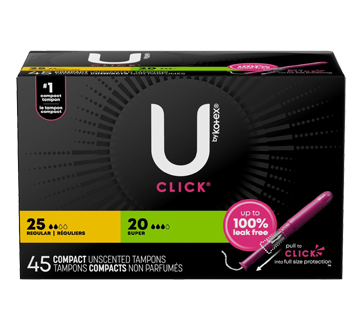 Click ensemble de tampons compacts, régulier, 45 unités