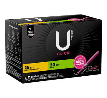 Image 2 du produit U by Kotex - Click ensemble de tampons compacts, régulier, 45 unités