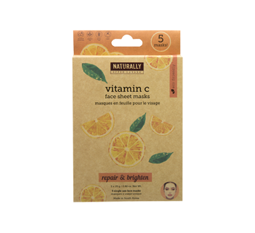 Masques en feuille répare et éclat, Vitamine C, 5 unités